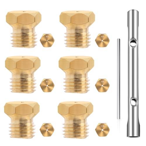 YARVPUV 7 Pezzi Serie Ugelli GAS 5 Taglie con Chiave a Tubo 6/7 Ugelli Universali 6MB GPL per Bombole per Cucine a Gas Metano 0.5 0.7 0.7 0.9 0.95 1.15