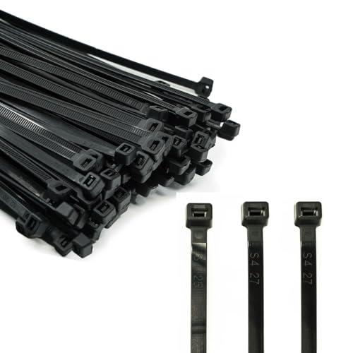 ERKO Fascette per Cablaggio in Plastica Nera, 200 x 4,8 mm, Resistenti ai Raggi UV - 100 Pezzi