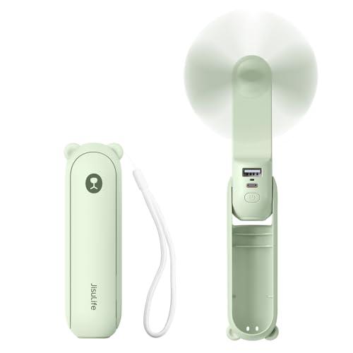 JISULIFE Mini Ventilatore Portatile 3 in 1 Verde Chiaro