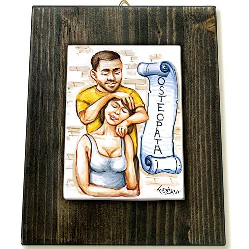 Osteopata - Quadretto con Mattonella in Ceramica Artigianale - Idea Regalo Originale Made in Italy