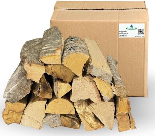 Acquaverde - Legna da Ardere di Faggio in Tronchetti da 25 cm - 10 kg