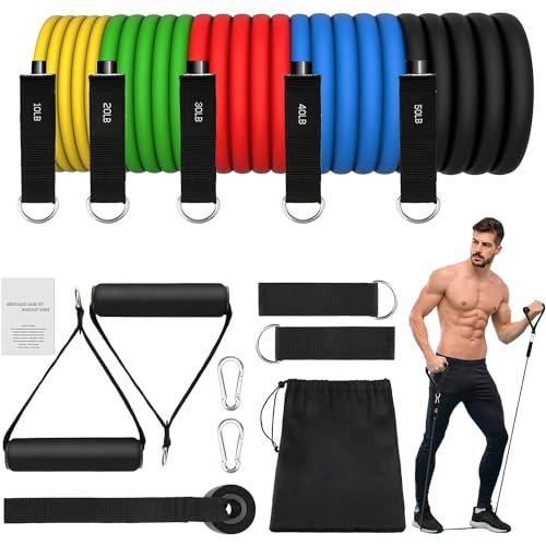 JATEKA Elastici Fitness 5 Elastico Palestra Bande Elastiche Fitness Set Fasce di Resistenza Estensori per Pettorali Uomo 150LB per Yoga, Pilates