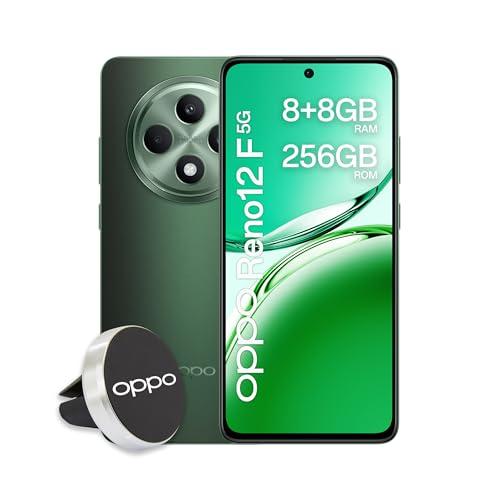 OPPO Reno12 F 5G AI Smartphone, Tripla fotocamera 50+8+2MP, Selfie 32MP, Display 6.67” 120HZ AMOLED FHD+, 5000mAh, RAM 16GB (8+8) +ROM 256GB, Supporto Auto [Versione Italia], Black Green