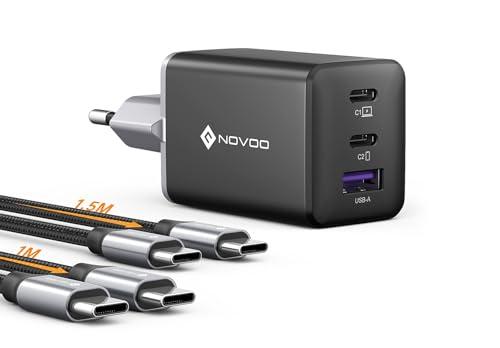 NOVOO Caricabatterie USB-C 67W con 2 Cavi PD 100W