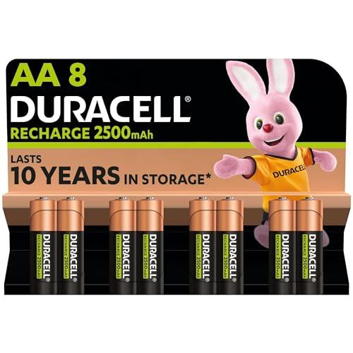 Duracell Batterie Ricaricabili AA (Confezione da 8), 2500 mAh NiMH, pre-caricate