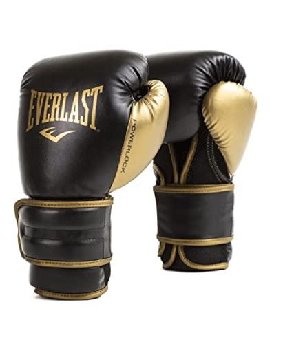 Guanti da Boxe Everlast Powerlock 2R 16oz Oro/Nero per sacco, colpitori e sparring, supporto polso Turnback avanzato, imbottitura a 4 strati e presa ergonomica - Originale Everlast
