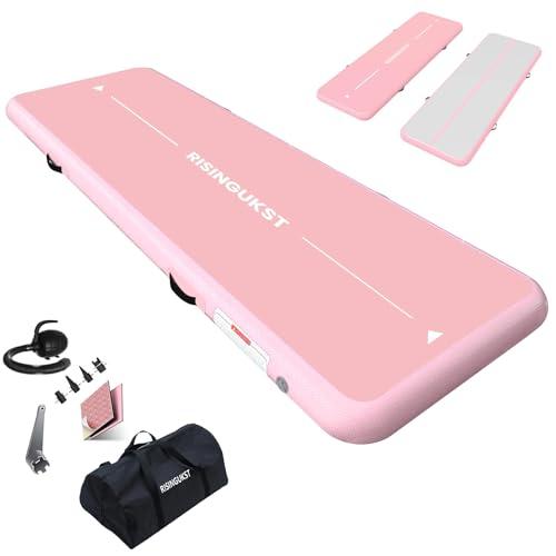 RISINGUKST Air Track Ginnastica Artistica 300 x 100 x 15 cm Bianco e Rosa