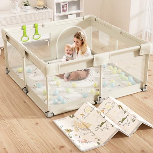 Lertantri Box Bambini 120x120cm con Materassino Beige