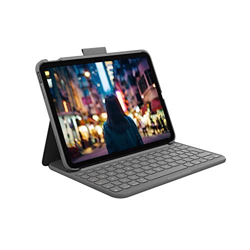 Logitech Slim Folio con Tastiera Bluetooth per iPad (10a Generazione) - Grigio