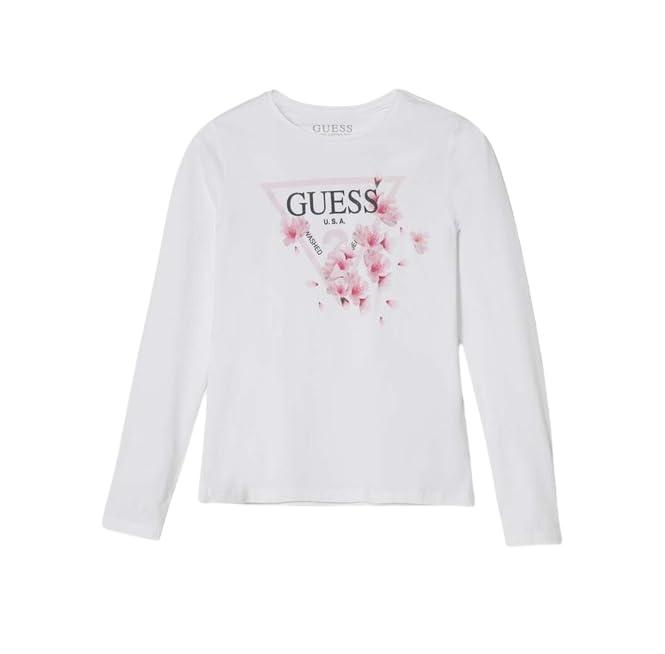 Guess T-Shirt Bimba Manica Corta Bianca