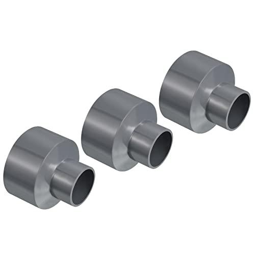 PATIKIL PVC Riduttore Tubo Raccordo 75x40mm, 3pz Dritto Giunto Adattatore Connettore, Grigio