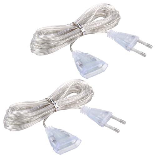 Set di 2 Cavi di Prolunga Trasparenti da 5m, Cavo Sottile e Flessibile a 2 Fili, Ideale per Apparecchi a Basso Consumo Energetico, con Stecker, Materiale PVC e Rame Puro