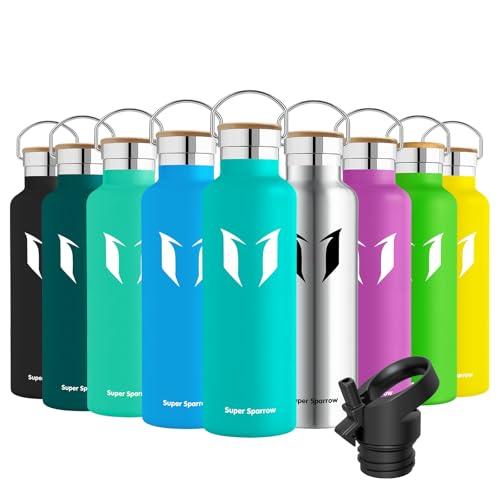 Super Sparrow Doppia Parete in Acciaio Inox Coibentato Bottiglia di Acqua - 750ml - Isolante Della Borraccia - Perfetto Thermos - Privo di BPA, BPS, Ftalati