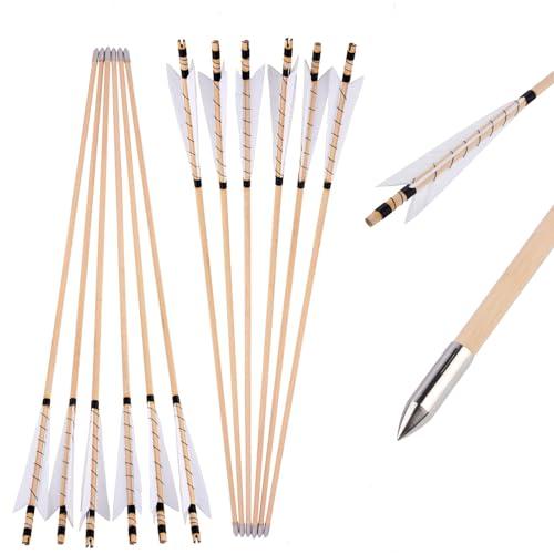 Frecce in Legno per Tiro con l'Arco - 32 Pollici, Piume Naturali