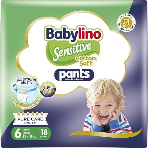 Babylino Sensitive Cotton Soft Pannolini Mutandina Taglia 6, Pants XL (13-18 Kg), 18 Unità