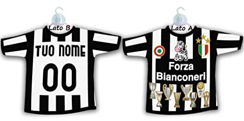 Mini T-Shirt Maglietta con Ventosa x Auto Vetro Personalizzabile con Nome e Numero Squadra Gadget Compatibile x Tifoso Bianconero
