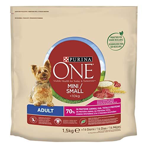 Purina One Mini e Small < 10kg Adult Crocchette Cani con Manzo e Riso, 1.5 kg