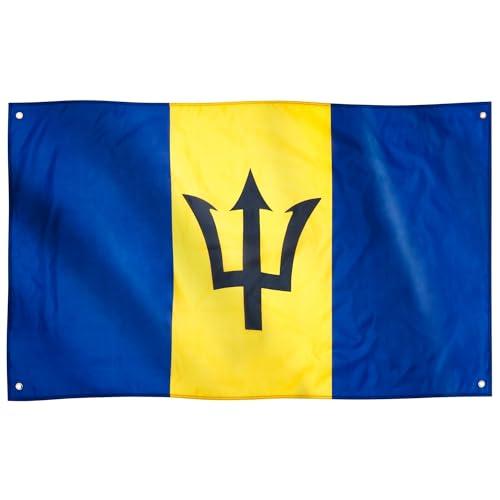 Runesol Bandiera Barbados, 91x152cm, 3ft x 5ft, 4 Occhielli, Occhiello in Ogni Angolo, Bandiera Barbadiana, Il Tridente Spezzato, Interno, Esterno,