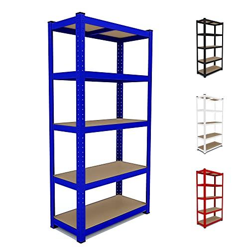 Scaffale In Metallo E MDF Scaffale Ad Alta Portata Fino a 875 kg Con 5 Ripiani Regolabili Ideale Per Garage Officina Cantina Capannone Magazzino Design Modulare 180 x 90 x 40 cm