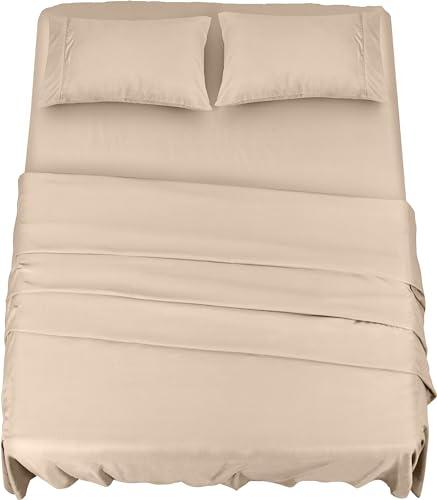 Utopia Bedding - Set Lenzuola Matrimoniali 4 Pezzi Beige