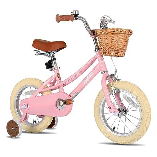 JOYSTAR Bicicletta da Bambina 16 Pollici Rosa con Cesto e Rotelle