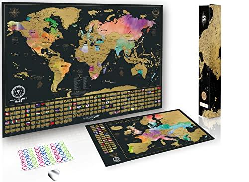 Mappa del Mondo da Grattare e Mappa degli Stati Uniti - Set Viaggiatore Extra Large
