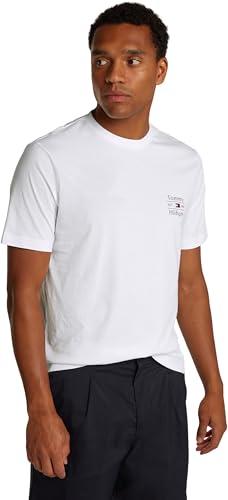 Tommy Hilfiger Uomo T-shirt Maniche Corte Stack Tee con Scollo Rotondo, Bianco