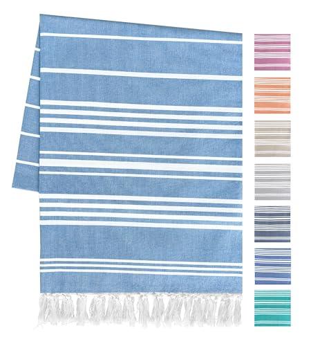 Artexia Telo Mare Grande In Cotone Riciclato Telo Spiaggia 90x180 cm Asciugamano Da Spiaggia Telo Mare XXL Asciugatura Rapida Ultra Leggero E Morbido (Celeste)