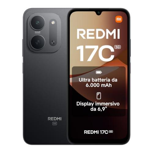 REDMI 17C 5G, Smartphone 4+128GB, Nero, Batteria 6000mAh, Ricarica 33W