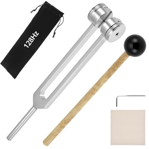 QWORK® Diapason di Prova 128 Hz in Lega di Alluminio con Martello in Silicone