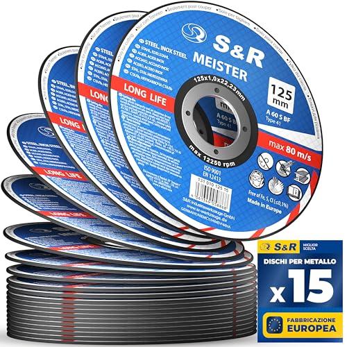 S&R Dischi Mole da Taglio per Metallo, Ferro e Acciaio Inox, 125 x 1 mm, Set da 15 Pezzi