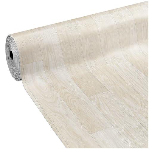 Pavimento PVC Rivestimento Rotolo Vinile Design Legno Chiaro Beige Bianco 100x350 cm Dis_C