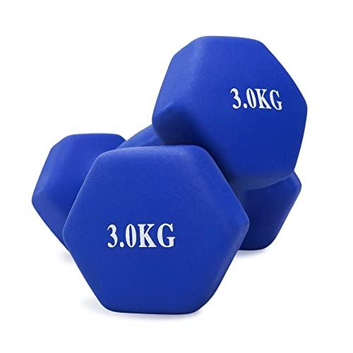 Unycos - Set di 2 Manubri Antiscivolo in Neoprene 3kg Blu