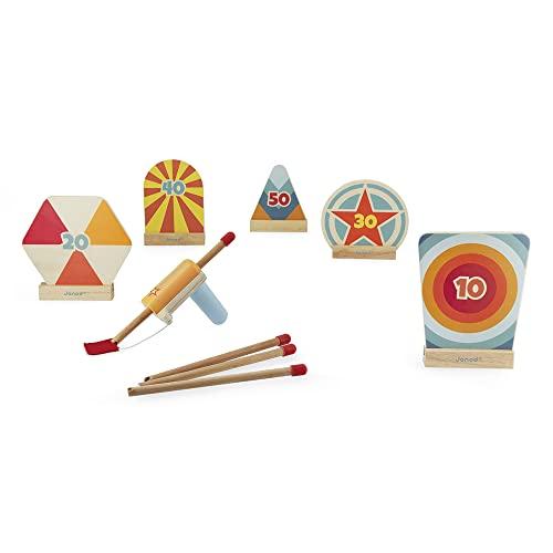 Janod - Set Tiro a Segno - 4 Frecce e 5 Bersagli Inclusi - Gioco all'Aria Aperta - Abilità e Motricità - Certificato FSC - Dai 5 Anni, J03173