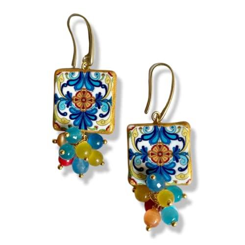 Orecchini in ceramica e pietre dure