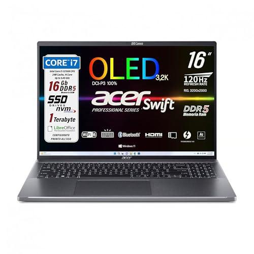 Acer Swift Notebook Intel Core i7-13700H 13th, 14Core 5Ghz, RAM DDR5 16Gb, SSD PCIe 1Tb, Display 16