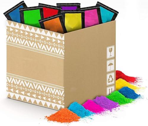 ANFEL POLVERE COLORATA HOLI - Pack di polvere Holi - 60 sacchetti di 100 g - 6 KG di Colori MISTI