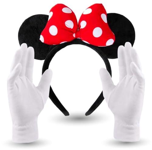 Costume Minnie Mouse 2 in 1: Set Completo con Orecchie e Guanti per Donna