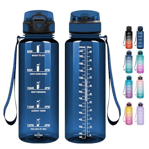 Grsta Borraccia Sportiva 1,5 Litri con Cannuccia e Indicatore Orario