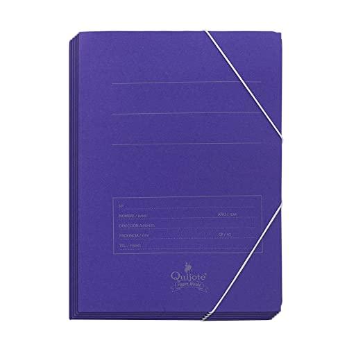 Cartellina di cartone StarPLAST – Confezione da 5 cartelline con lembi e elastico, formato A4, colore blu.