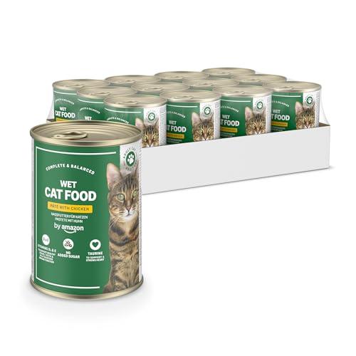 by Amazon Cibo umido per gatti senza cereali, Patè di Pollo, 12 x 400g