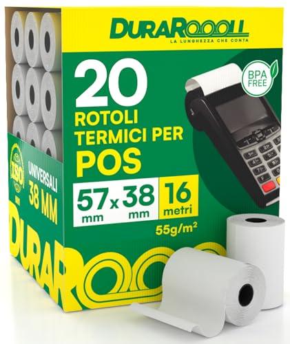 20 Rotoli Carta Termica per POS 57x38 mm - DuraRoooll