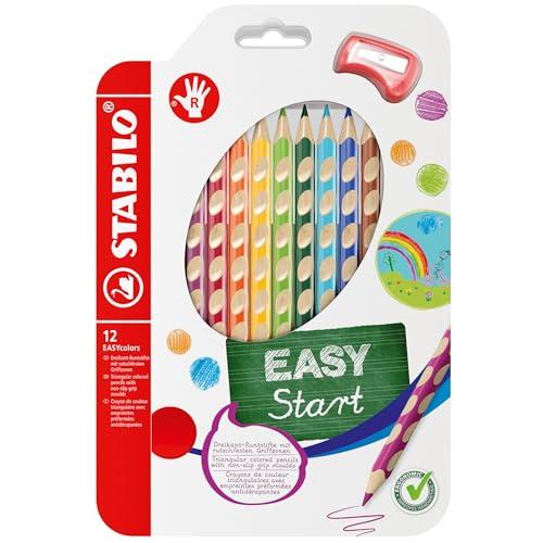 STABILO EASYcolors - Matita colorata Ergonomica per Destrimani - Astuccio da 12 + Temperino