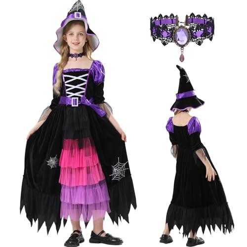 Costume Strega Bambina MUXIWOM - Abito Halloween per Feste e Carnevale