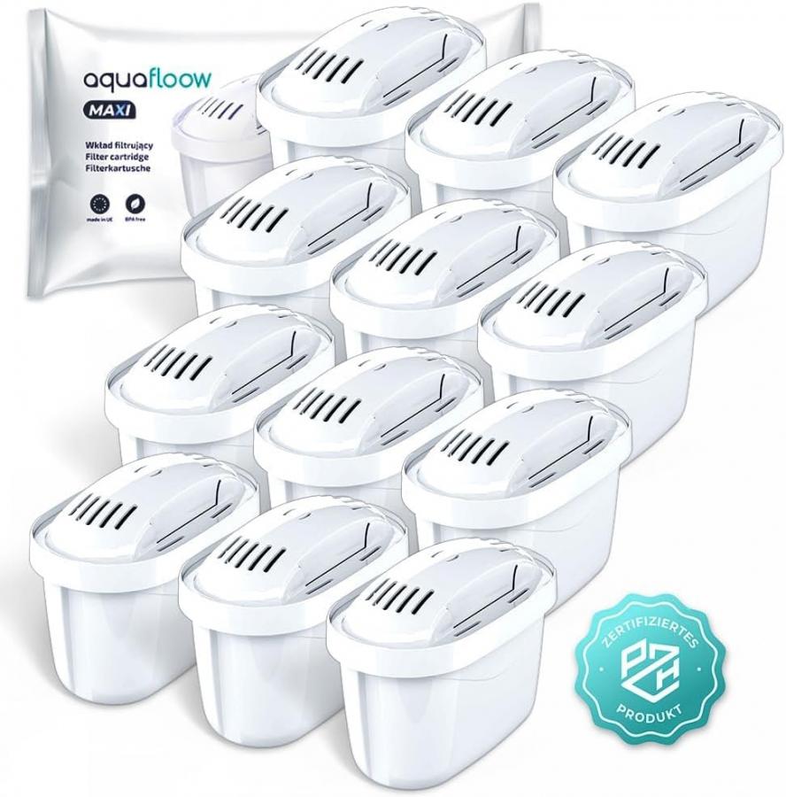 Aquafloow Maxi Set - 12 Cartucce Filtranti Compatibili Brita Maxtra+