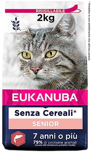 EUKANUBA Grain Free cibo secco per gatti anziani, ricco di salmone 2kg