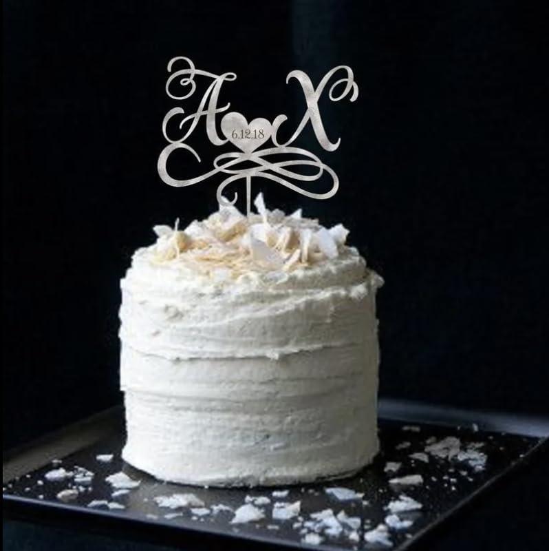 Cake Topper in Legno Personalizzato con Iniziali e Data - Ideas Cottage