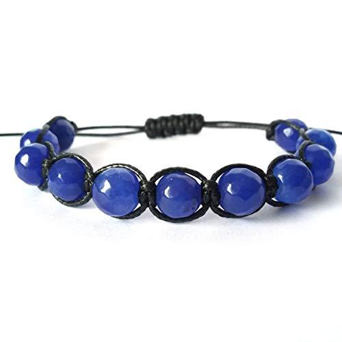Bracciale Agata Blu Unisex Shamballa Pietre Dure Naturali Regolabile Fatto a Mano