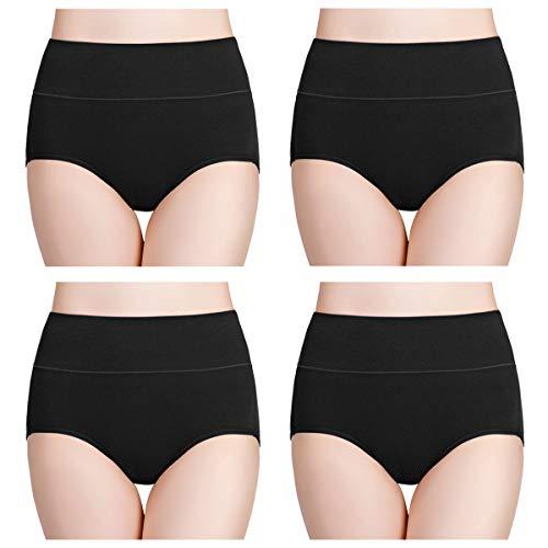 wirarpa Mutande Donna Vita Alta Slip Boxer Elastica Cotone Culotte Nero Pacco da 4 Taglia XS