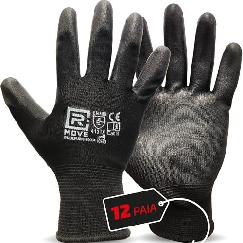 R MOVE 12 Paia Guanti da Lavoro L Protettivi in Poliuretano